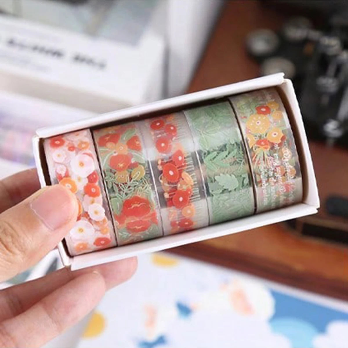 Animal Pattern Washi Tape Set – 5 Rolls