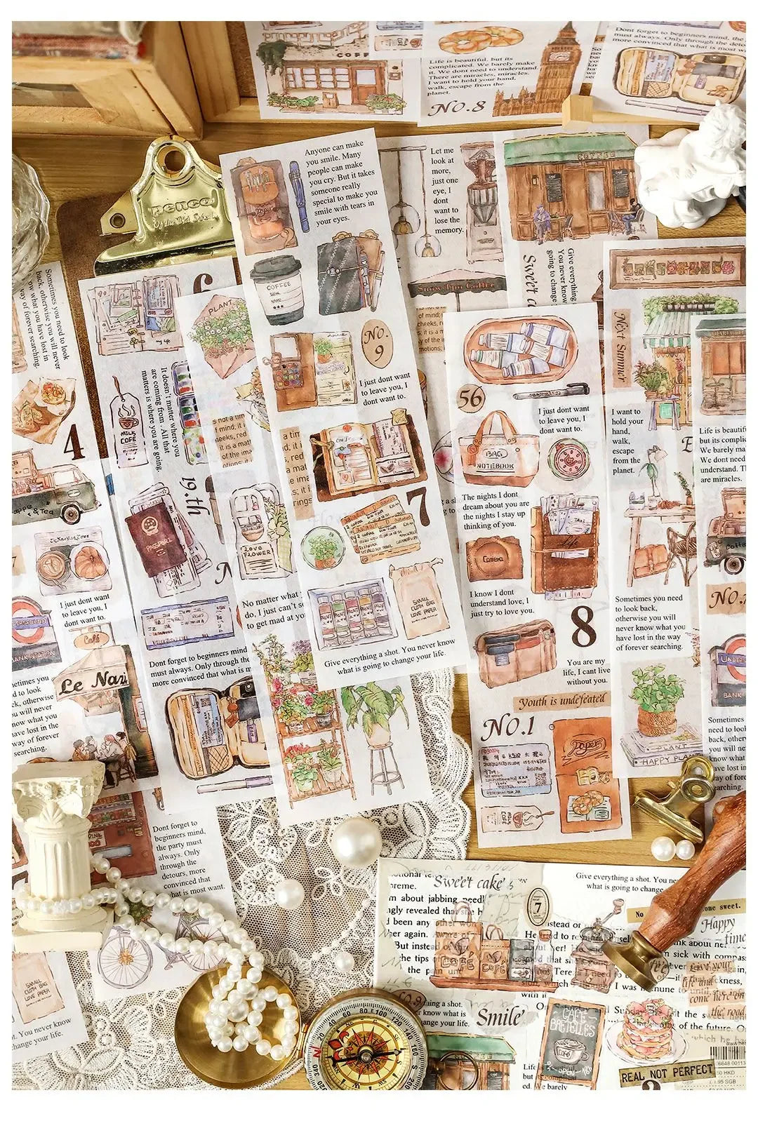 Travel Stickers Pack – 6pcs DIY Scrapbooking & Junk Journal