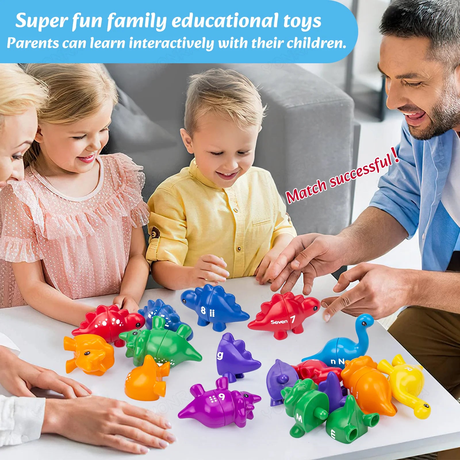 Matching Dinosaur Toy with Storage Bucket – Montessori Counting & Learning Toy for Toddlers