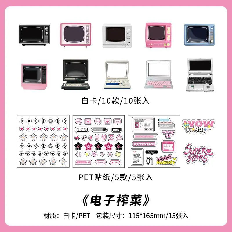 Y2K Retro Paper Stickers Pack – 15pcs