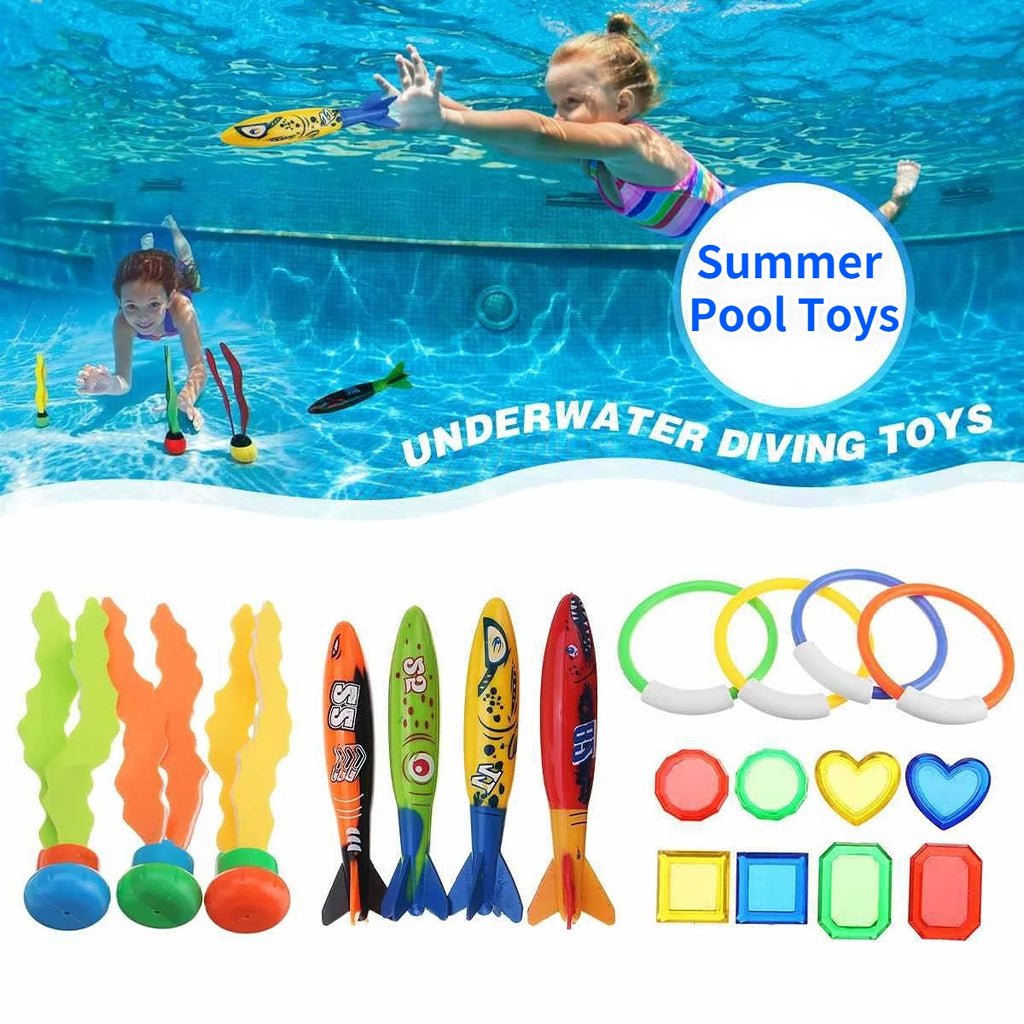 Kids Shark Rocket Pool Diving Toys – Summer Swimming Pool Dive Game Set