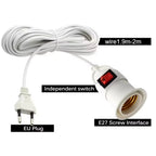 E27 Plant Grow Lamp Holder with Switch & EU Plug – 2m Cable