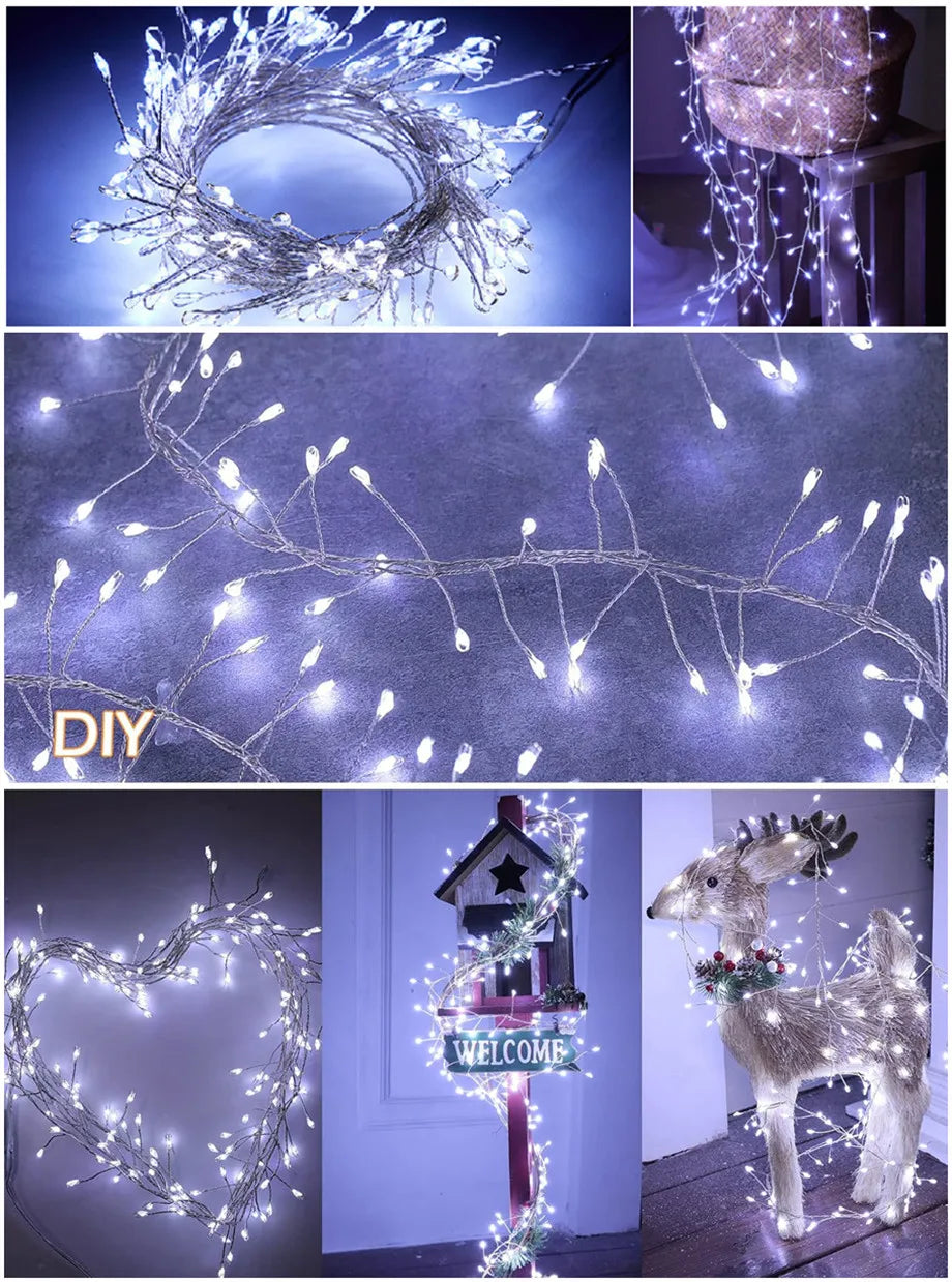 3/6/9M USB Power LED Firecracker String Lights Remote Control Garland Fairy Lights for Wedding Party Garden Christmas Decoration