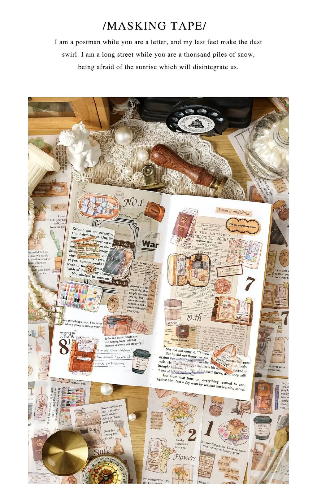 Travel Stickers Pack – 6pcs DIY Scrapbooking & Junk Journal