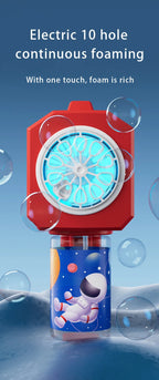 Gatling Bubble Gun Toy – 10-Hole Automatic Electric Bubble Blower for Kids