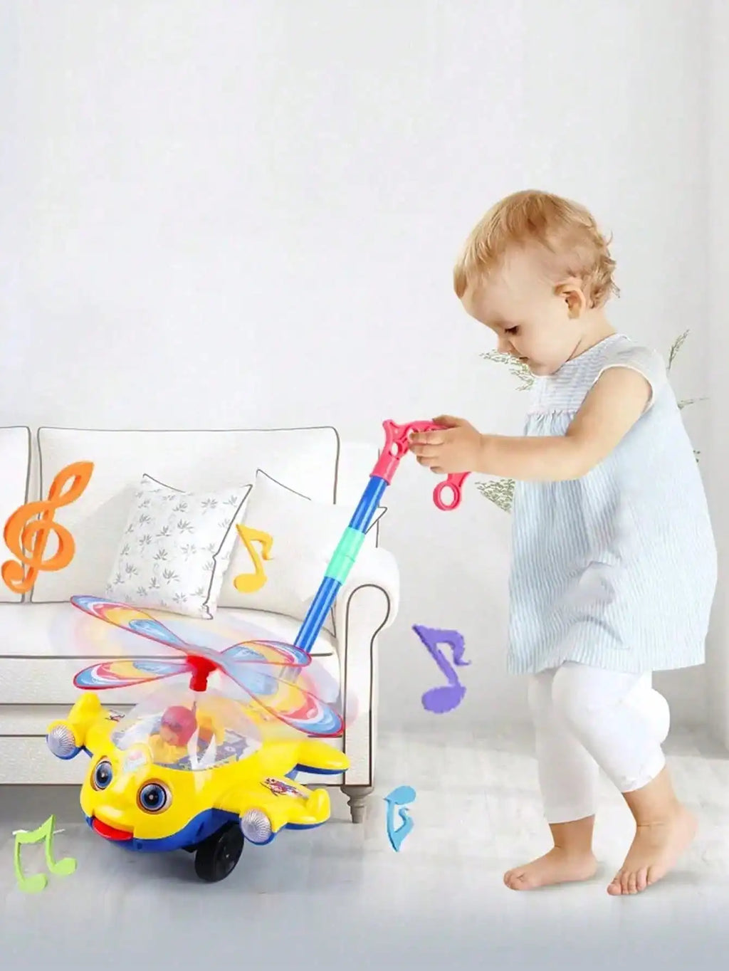Cartoon Airplane Toy Trolley – Push Along Walking Toy for Toddlers & Kids