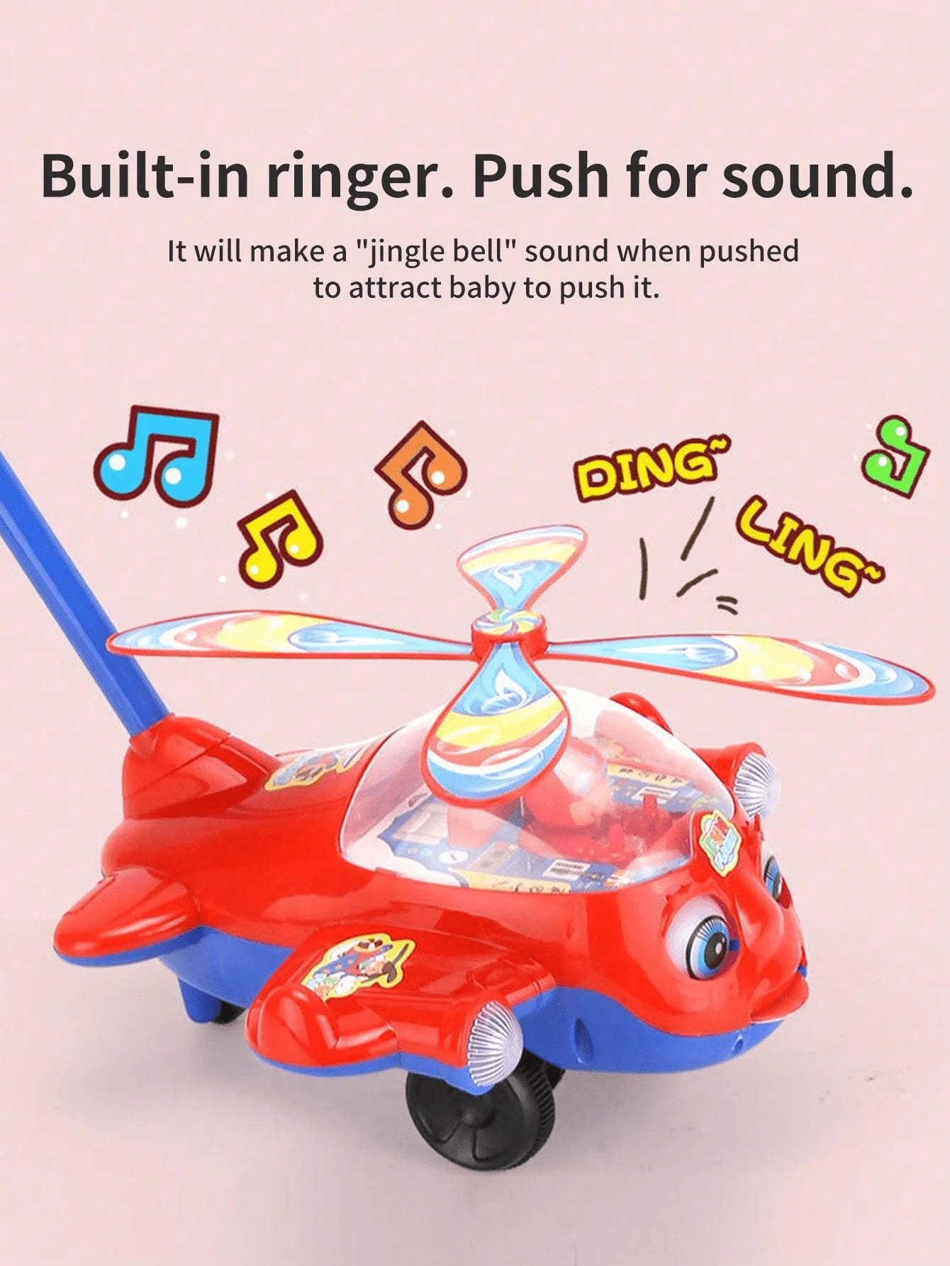 Cartoon Airplane Toy Trolley – Push Along Walking Toy for Toddlers & Kids