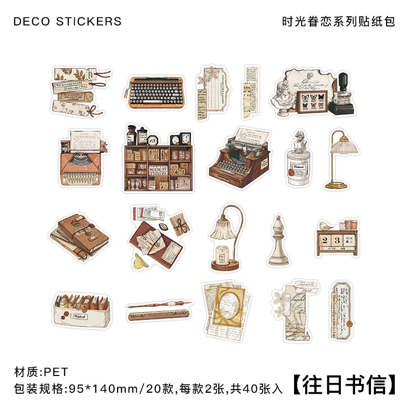 Vintage Dark Art PET Stickers – 40pcs