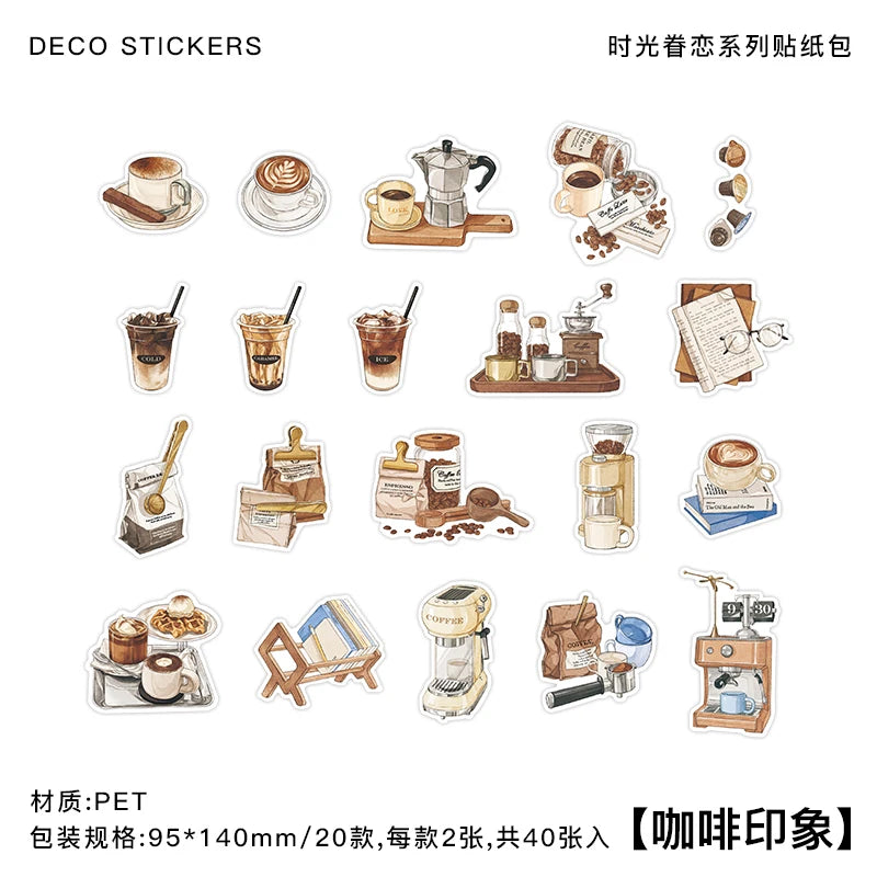 Vintage Dark Art PET Stickers – 40pcs