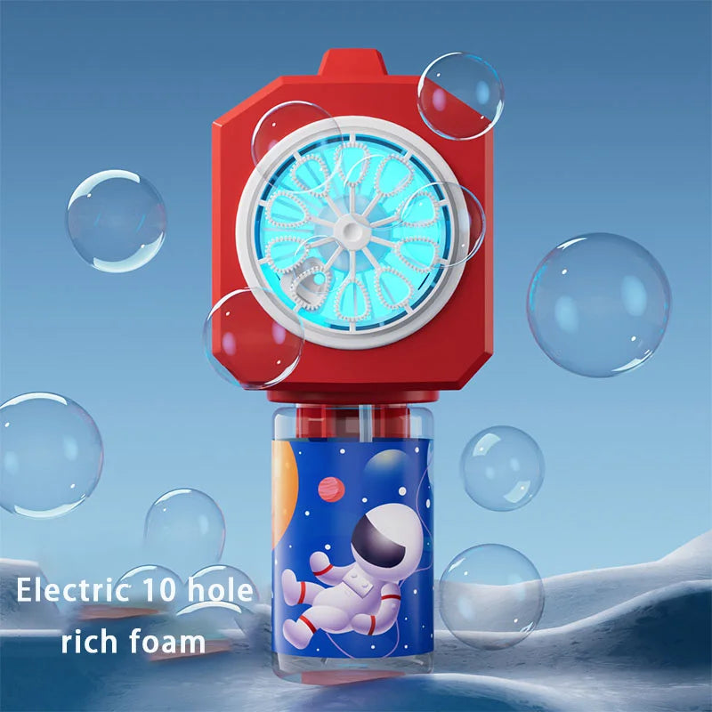 Gatling Bubble Gun Toy – 10-Hole Automatic Electric Bubble Blower for Kids