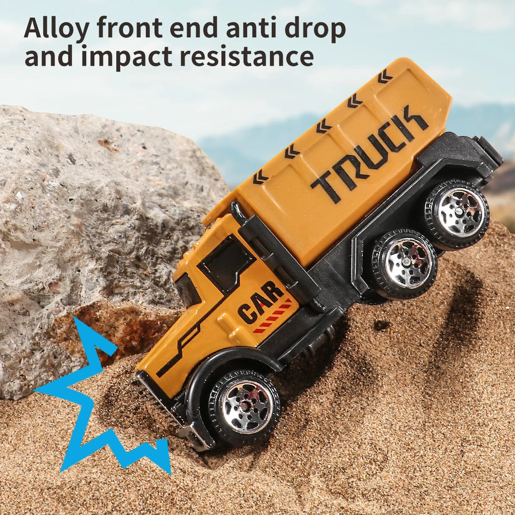 6pc Diecast Engineering Vehicle Set – Alloy Toy Cars with Excavator, Bulldozer & Roller