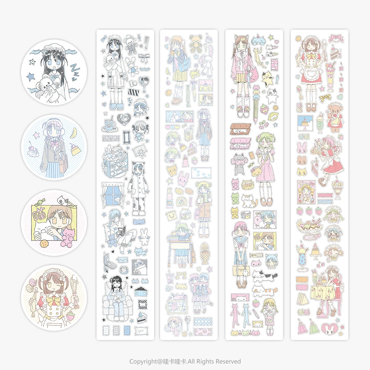 Kawaii Character Washi Tape – Sticker Tape for Journaling & Scrapbooking