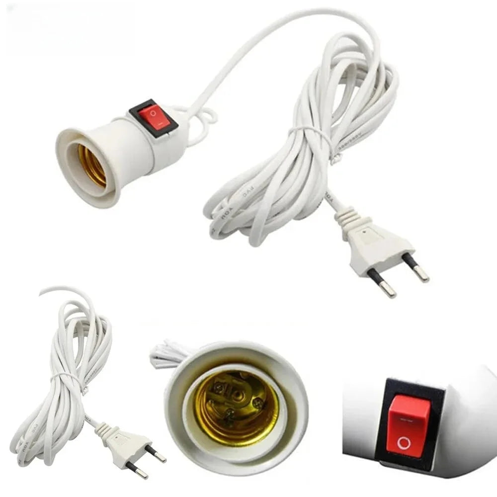 E27 Plant Grow Lamp Holder with Switch & EU Plug – 2m Cable