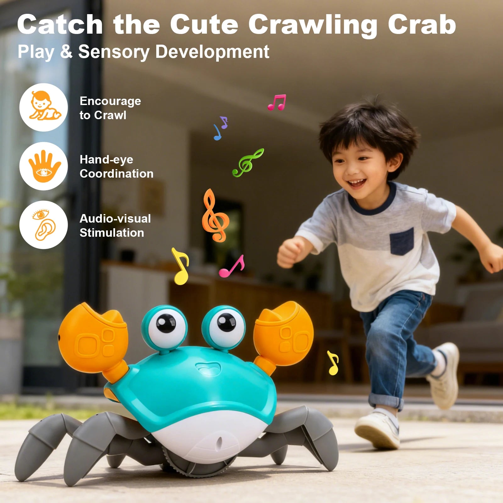 Dancing Crab Baby Toy – Interactive USB Rechargeable Crawling Toy