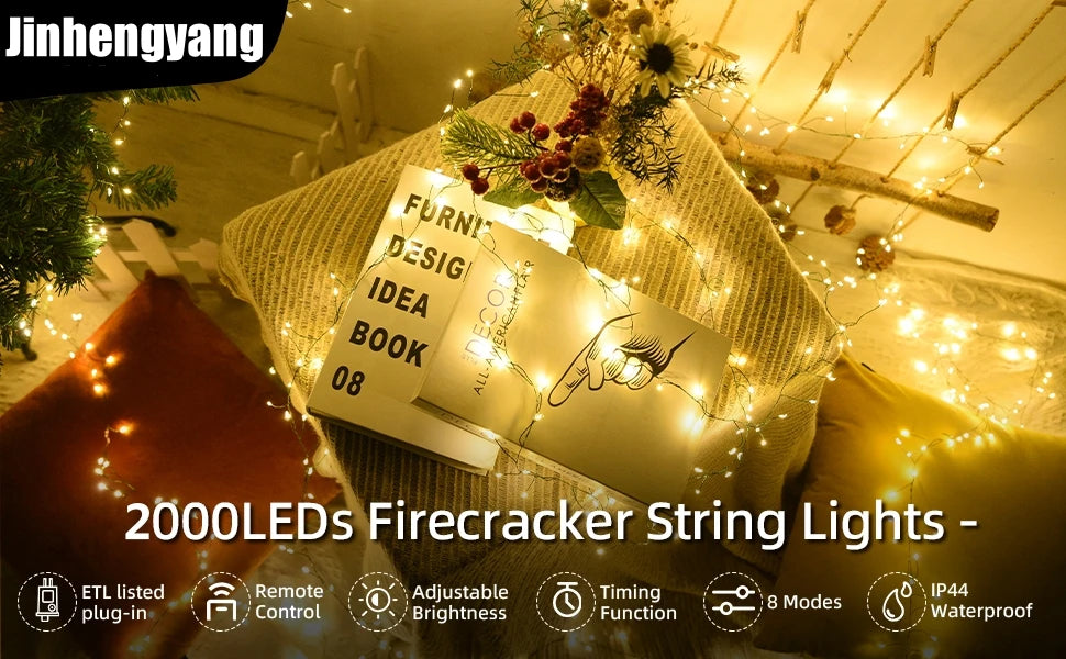 LED Firecracker String Lights – Remote Control Fairy Lights for Christmas, Weddings & Parties