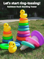 Yellow Duck Rainbow Tower Stacking Toy – Circle Toss & Stacking Game for Kids