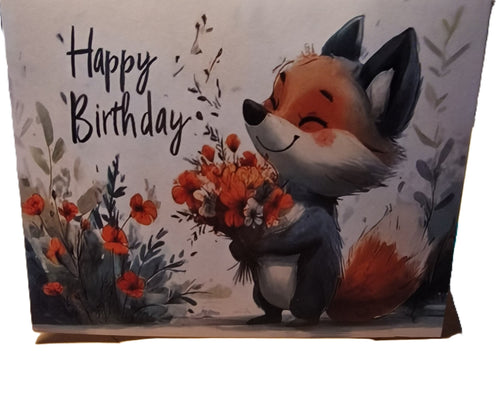 1 Happy Birthday Card Fox Design | Cute Animal Birthday Card | NB Store