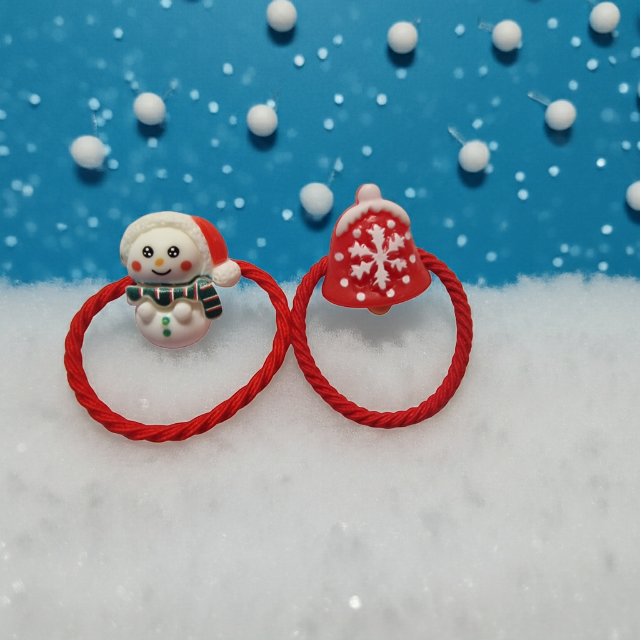 2pc Christmas Cartoon Hair Ties | Festive Novelty Bobbles